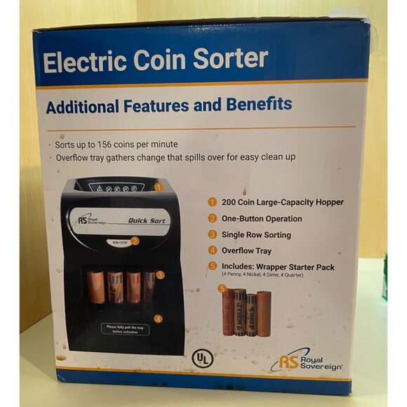 Royal Sovereign QS-1AC Electric 1 Row Coin Sorter - Picture 2 of 10